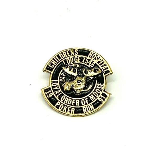 Loyal Order of Moose 1991 Poker Run Vintage Children Hospital Hat Vest Pin 1.2'' - Picture 7 of 7